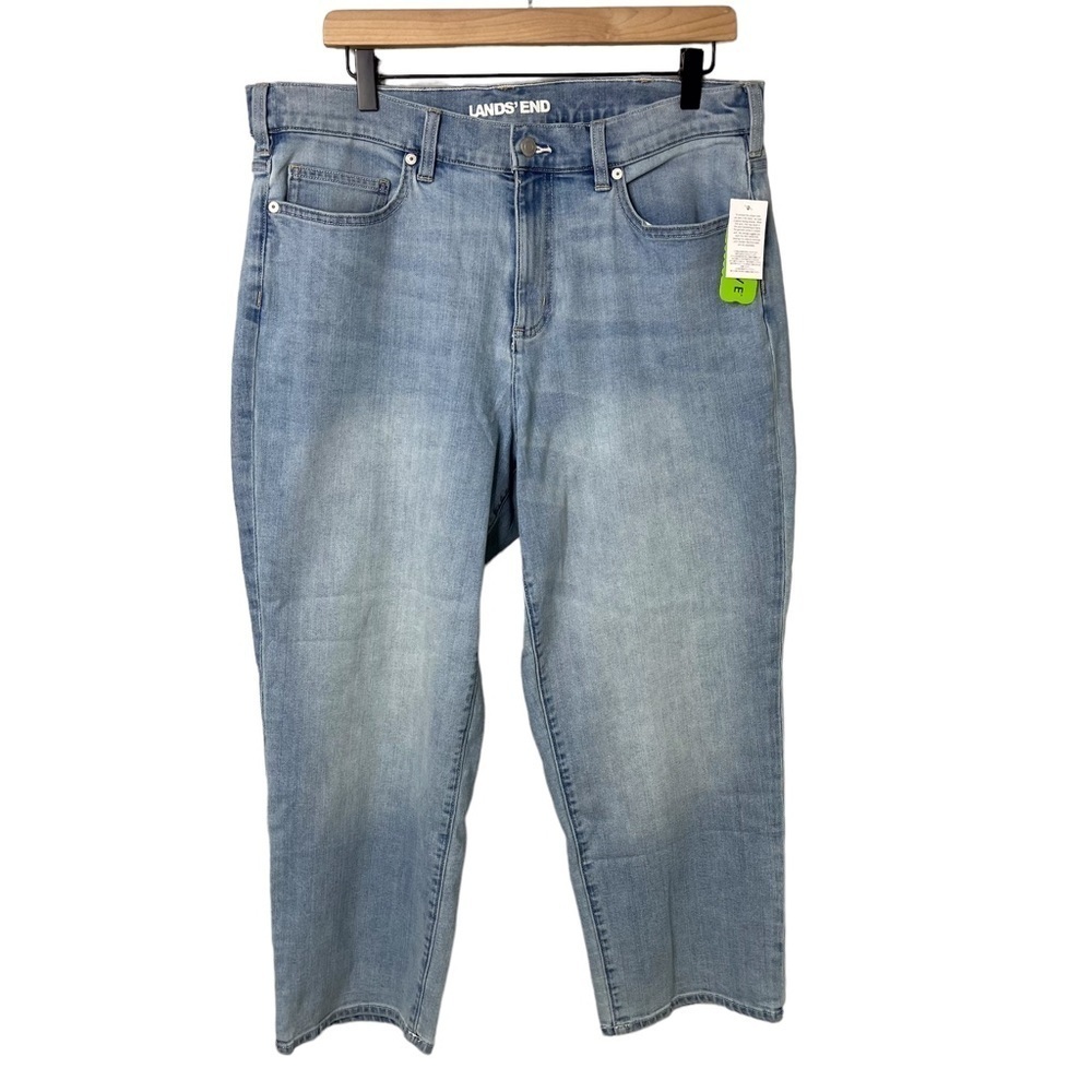Lands End High Rise Straight Ankle Jeans Light Wash Plus Size 16 - Picture 2 of 11